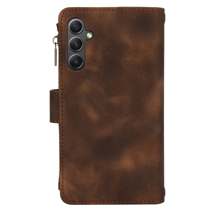 For Samsung Galaxy A24 5G Global Dream 9-Card Zipper Wallet RFID Leather Phone Case with Lanyard