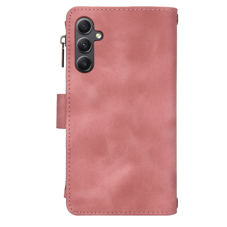 For Samsung Galaxy A25 5G Global Dream 9-Card Zipper Wallet RFID Leather Phone Case with Lanyard