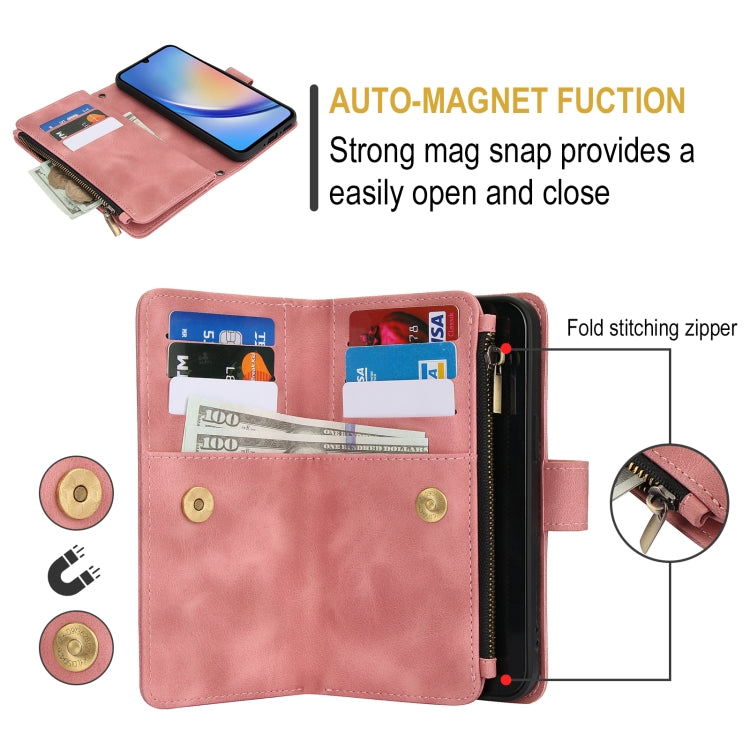 For Samsung Galaxy A35 5G Dream 9-Card Zipper Wallet RFID Leather Phone Case with Lanyard
