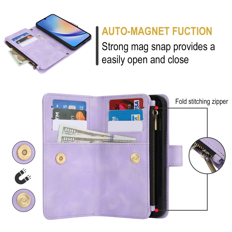 For Samsung Galaxy A35 5G Dream 9-Card Zipper Wallet RFID Leather Phone Case with Lanyard