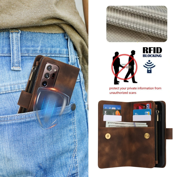 For Samsung Galaxy A52 5G Dream 9-Card Zipper Wallet RFID Leather Phone Case with Lanyard