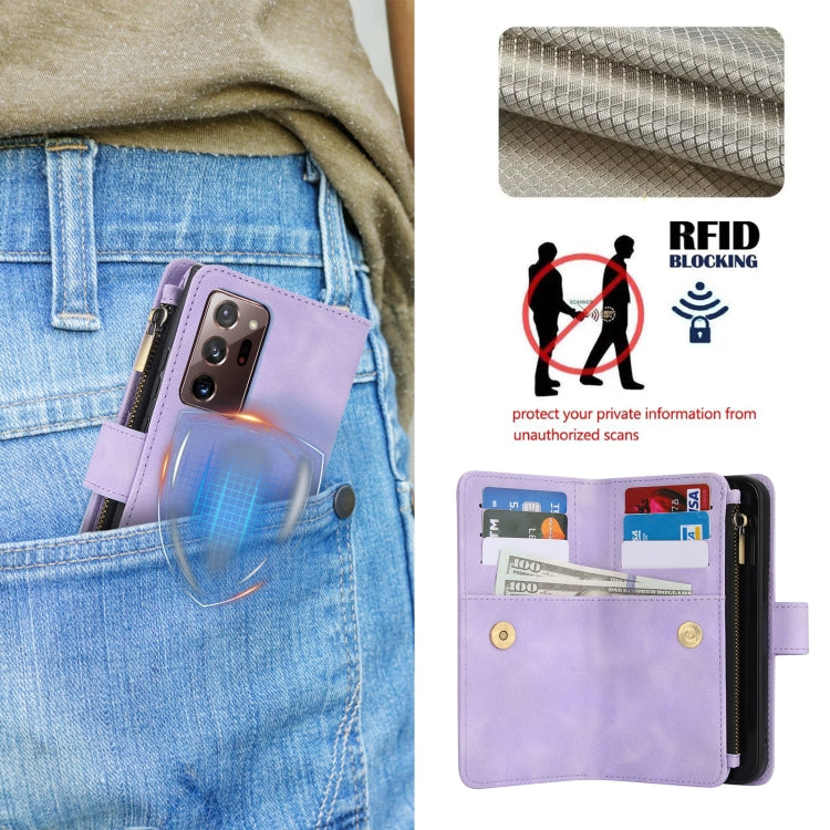 For Samsung Galaxy A52 5G Dream 9-Card Zipper Wallet RFID Leather Phone Case with Lanyard