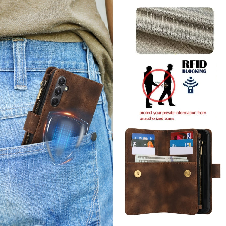 For Samsung Galaxy A54 5G Dream 9-Card Zipper Wallet RFID Leather Phone Case with Lanyard
