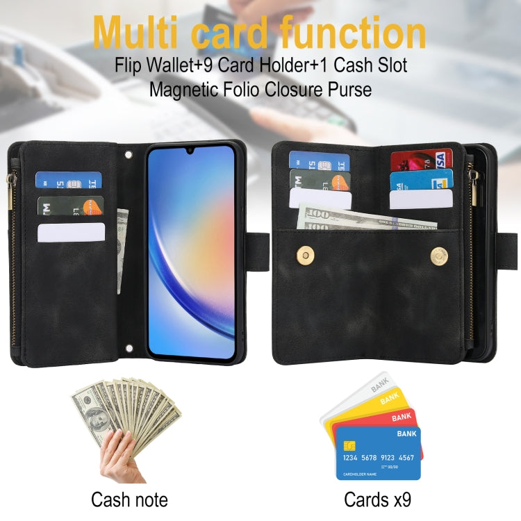 For Samsung Galaxy A54 5G Dream 9-Card Zipper Wallet RFID Leather Phone Case with Lanyard