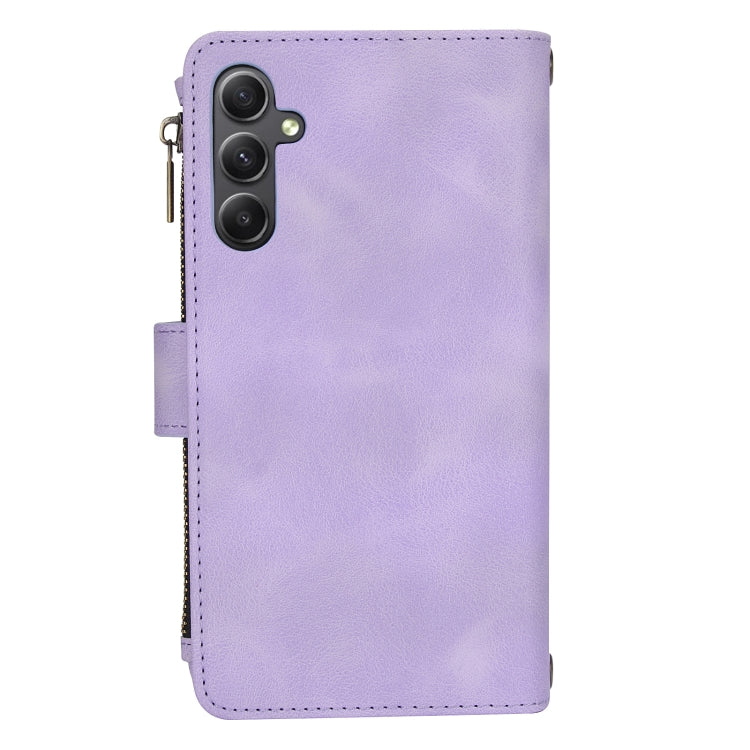 For Samsung Galaxy A55 5G Dream 9-Card Zipper Wallet RFID Leather Phone Case with Lanyard