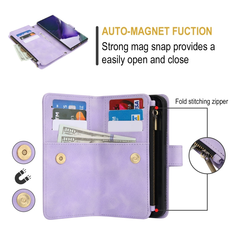 For Samsung Galaxy A72 5G Dream 9-Card Zipper Wallet RFID Leather Phone Case with Lanyard