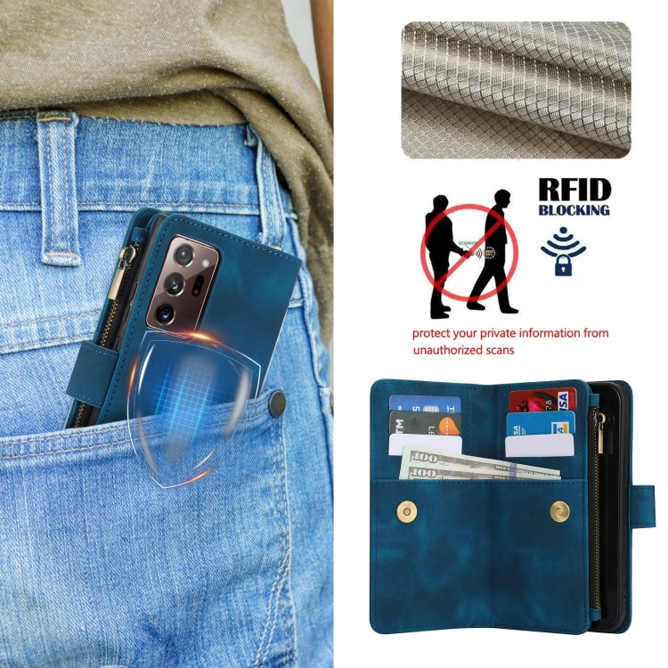 For Samsung Galaxy A73 5G Dream 9-Card Zipper Wallet RFID Leather Phone Case with Lanyard