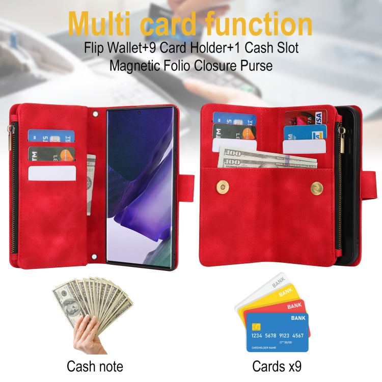 For Samsung Galaxy A73 5G Dream 9-Card Zipper Wallet RFID Leather Phone Case with Lanyard