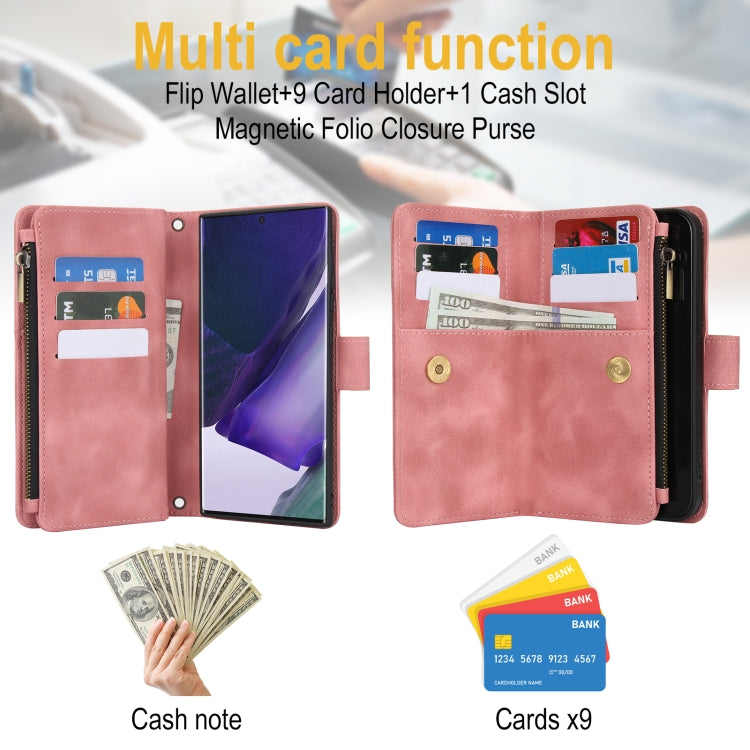 For Samsung Galaxy A73 5G Dream 9-Card Zipper Wallet RFID Leather Phone Case with Lanyard