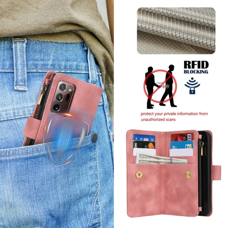 For Samsung Galaxy A73 5G Dream 9-Card Zipper Wallet RFID Leather Phone Case with Lanyard