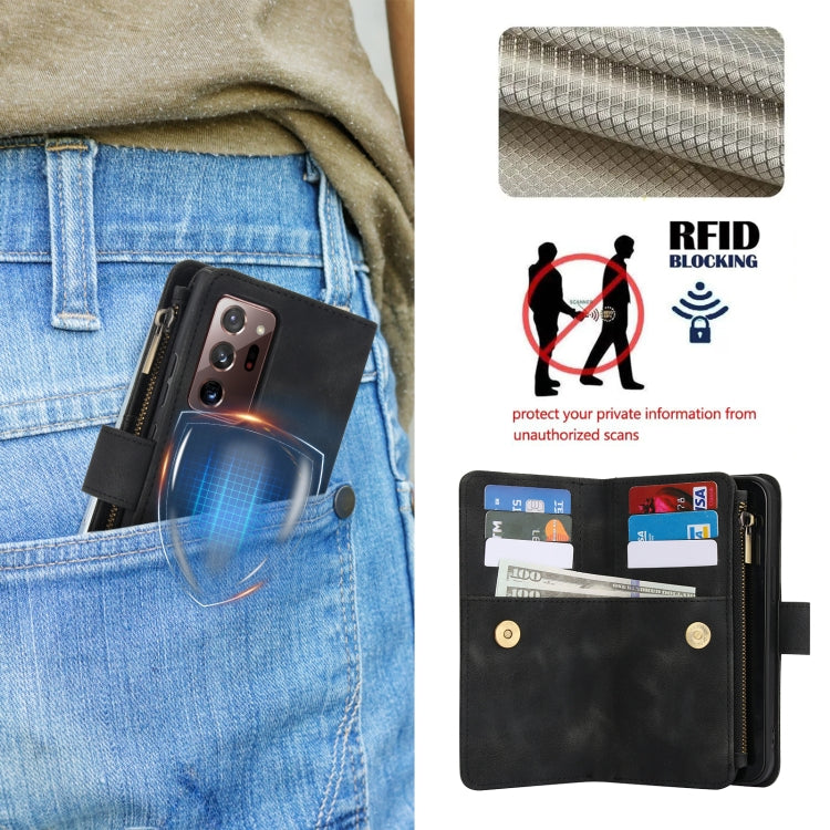 For Samsung Galaxy A73 5G Dream 9-Card Zipper Wallet RFID Leather Phone Case with Lanyard