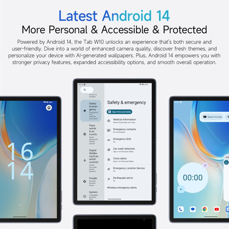 [HK Warehouse] Ulefone Tab W10 WiFi Tablet PC Gift Pack Version, 4GB+128GB, 10.1 inch Android 14 Unisoc T606 Octa Core, EU Plug - Space Gray