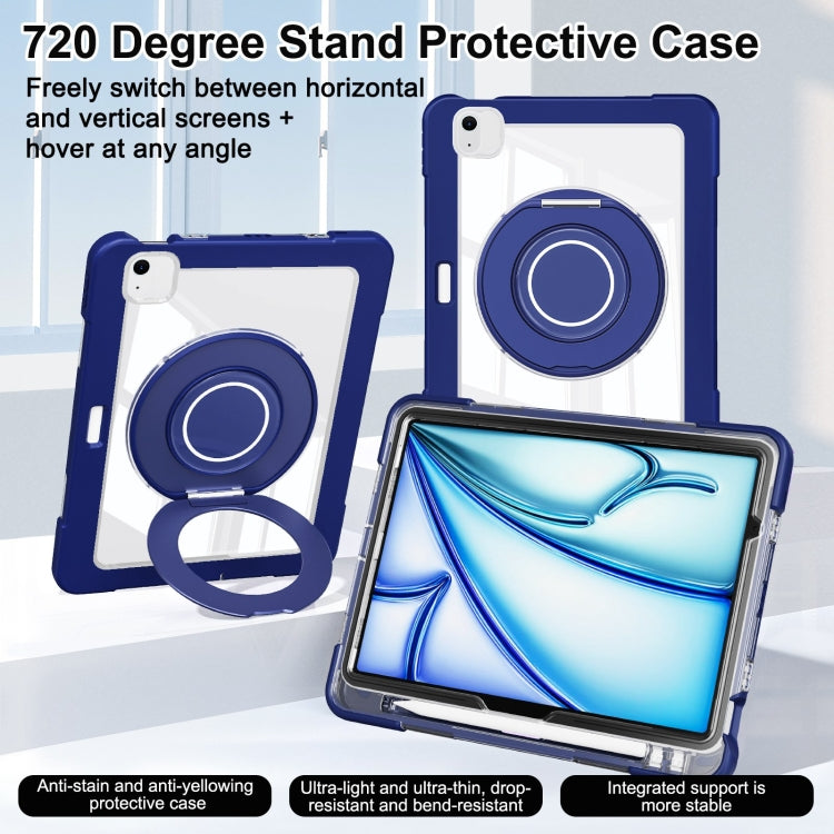 For iPad Air 11 2026 / 2025 / 2024 Crystal Armor PC Hybrid TPU Tablet Case with Pen Slot