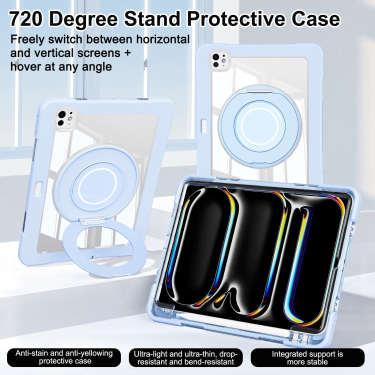 For iPad Pro 11 2025 / 2024 Crystal Armor PC Hybrid TPU Tablet Case with Pen Slot
