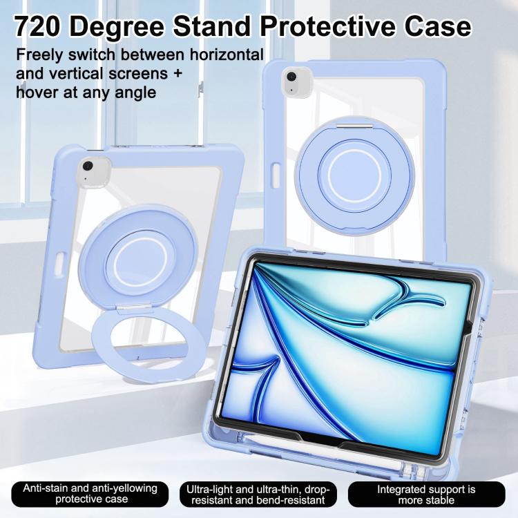 For iPad Air 13 2026 / 2025 / 2024 Crystal Armor PC Hybrid TPU Tablet Case with Pen Slot