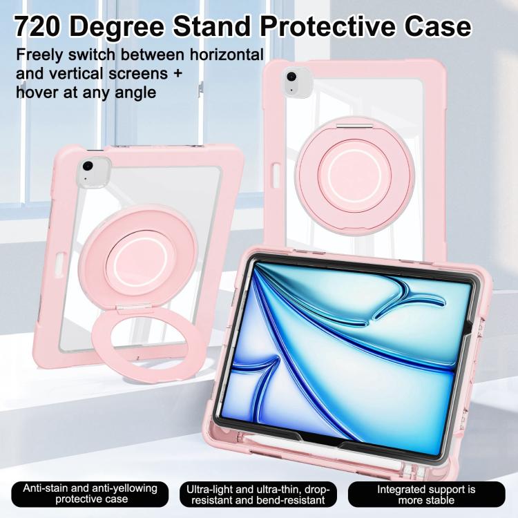 For iPad Air 13 2026 / 2025 / 2024 Crystal Armor PC Hybrid TPU Tablet Case with Pen Slot