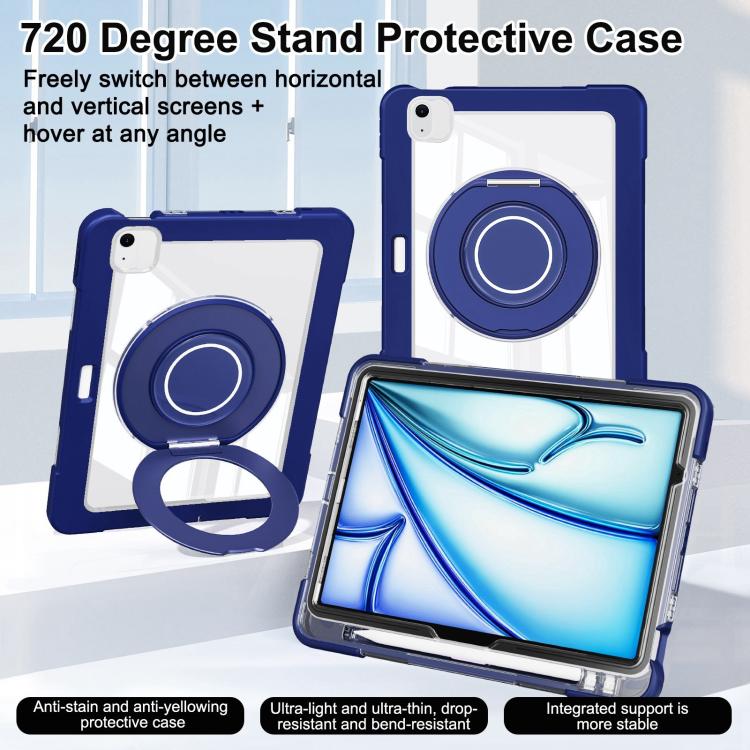 For iPad Air 13 2026 / 2025 / 2024 Crystal Armor PC Hybrid TPU Tablet Case with Pen Slot