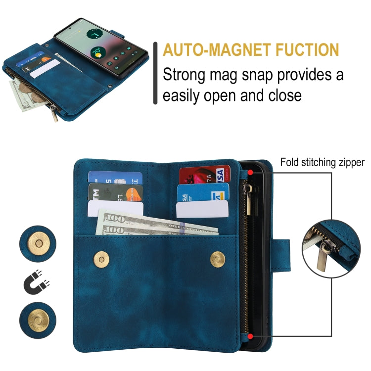 For Google Pixel 6 Dream 9-Card Zipper Wallet RFID Leather Phone Case with Lanyard