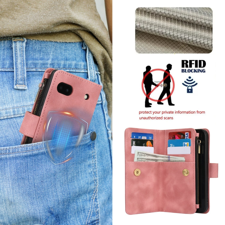 For Google Pixel 6 Dream 9-Card Zipper Wallet RFID Leather Phone Case with Lanyard