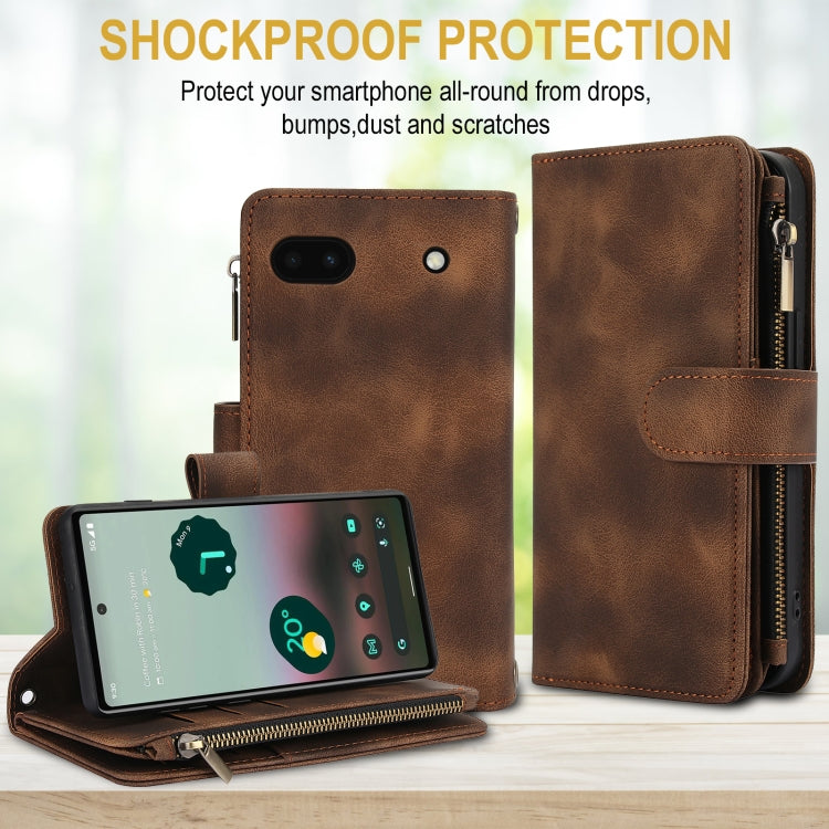 For Google Pixel 6 Dream 9-Card Zipper Wallet RFID Leather Phone Case with Lanyard
