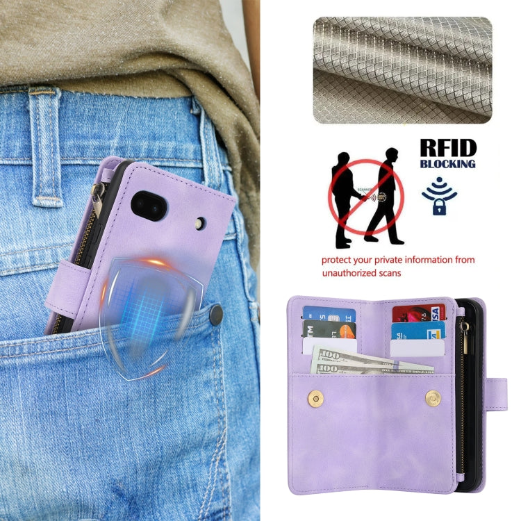 For Google Pixel 6 Dream 9-Card Zipper Wallet RFID Leather Phone Case with Lanyard