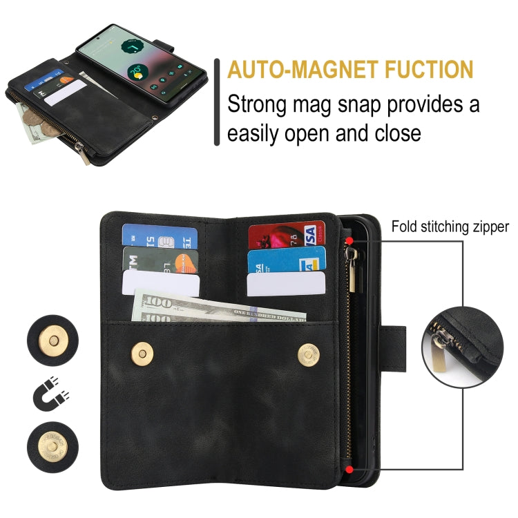 For Google Pixel 6 Dream 9-Card Zipper Wallet RFID Leather Phone Case with Lanyard