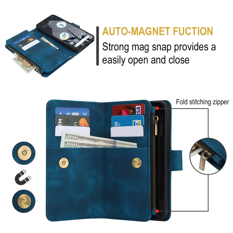 For Google Pixel 8 Pro Dream 9-Card Zipper Wallet RFID Leather Phone Case with Lanyard