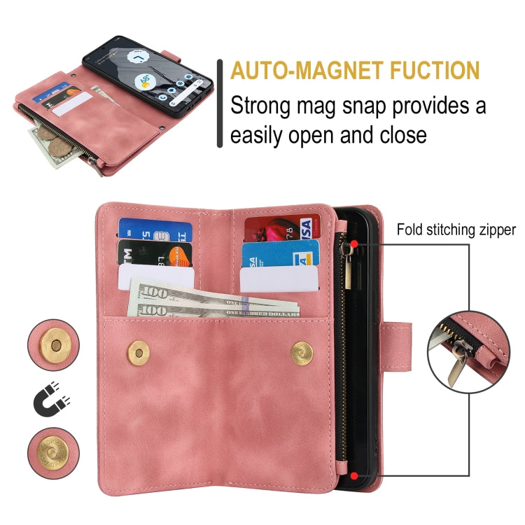 For Google Pixel 8 Pro Dream 9-Card Zipper Wallet RFID Leather Phone Case with Lanyard
