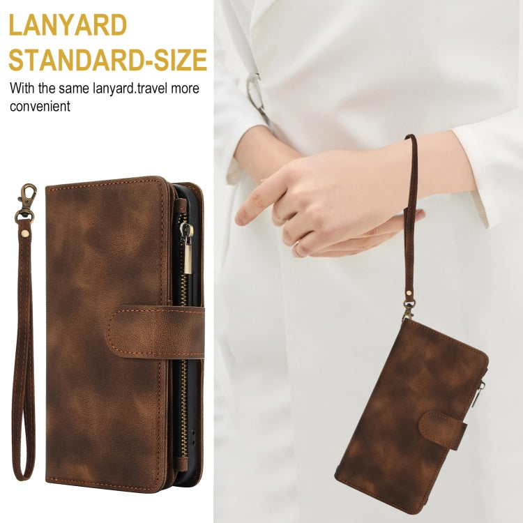 For Google Pixel 8 Pro Dream 9-Card Zipper Wallet RFID Leather Phone Case with Lanyard