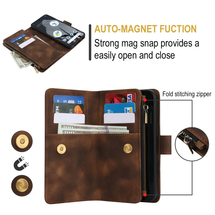 For Google Pixel 8 Pro Dream 9-Card Zipper Wallet RFID Leather Phone Case with Lanyard