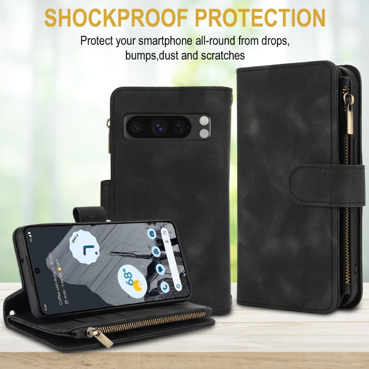 For Google Pixel 8 Pro Dream 9-Card Zipper Wallet RFID Leather Phone Case with Lanyard