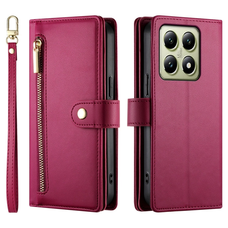 For Xiaomi 14T Nine Card-slot Zipper Wallet Bag Leather Phone Case