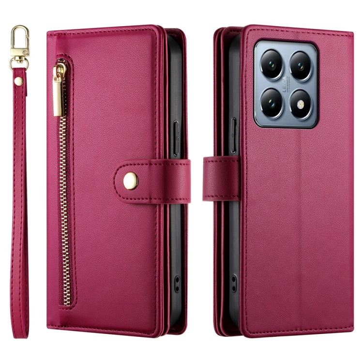 For Xiaomi 14T Pro Nine Card-slot Zipper Wallet Bag Leather Phone Case