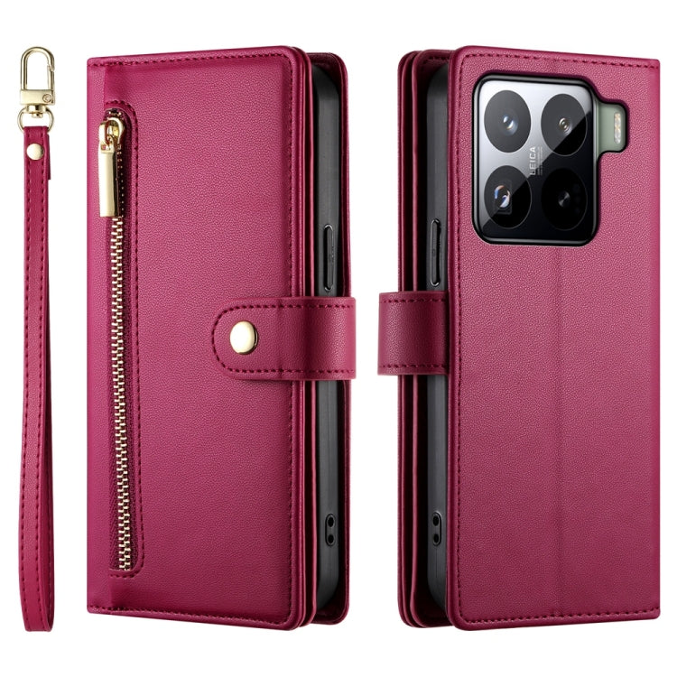 For Xiaomi 15 Nine Card-slot Zipper Wallet Bag Leather Phone Case