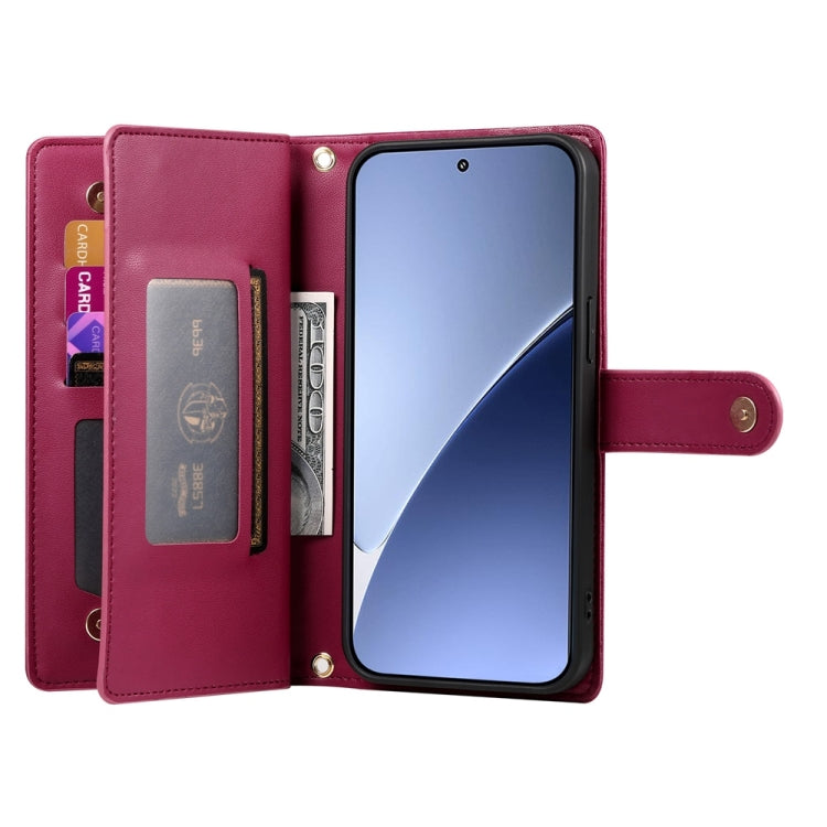 For Xiaomi 15 Nine Card-slot Zipper Wallet Bag Leather Phone Case