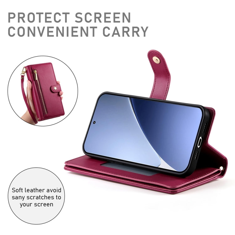 For Xiaomi 15 Nine Card-slot Zipper Wallet Bag Leather Phone Case