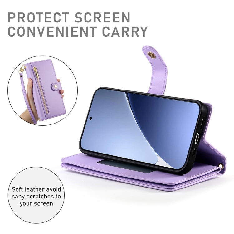 For Xiaomi 15 Nine Card-slot Zipper Wallet Bag Leather Phone Case