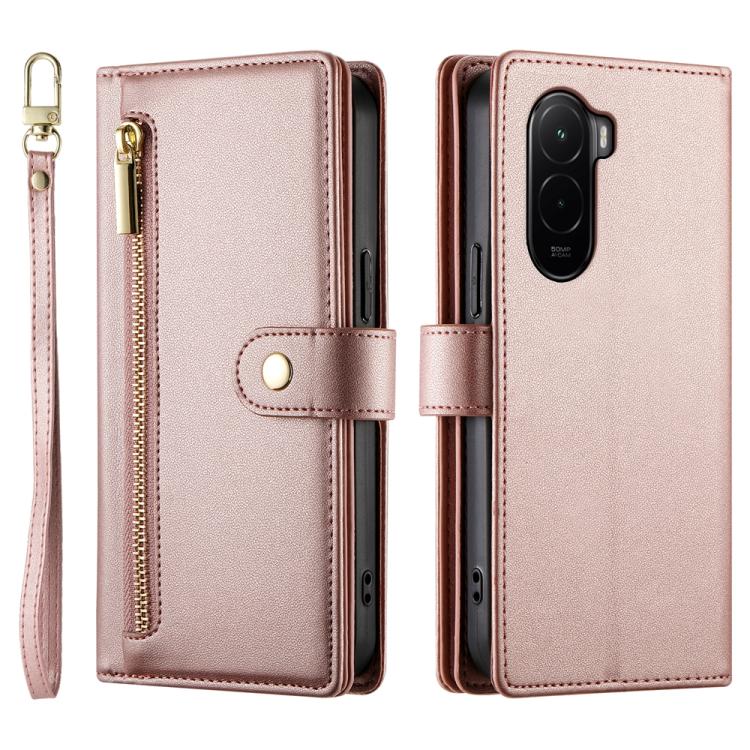 For Xiaomi Poco M7 4G 169mm Nine Card-slot Zipper Wallet Bag Leather Phone Case