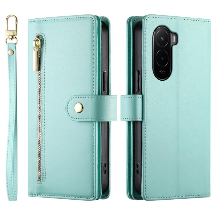 For Xiaomi Poco M7 4G 169mm Nine Card-slot Zipper Wallet Bag Leather Phone Case