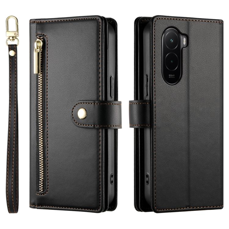 For Xiaomi Poco M7 4G 169mm Nine Card-slot Zipper Wallet Bag Leather Phone Case