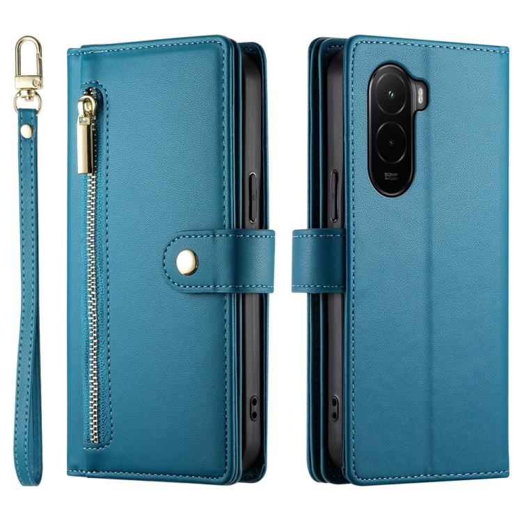 For Xiaomi Poco M7 4G 169mm Nine Card-slot Zipper Wallet Bag Leather Phone Case