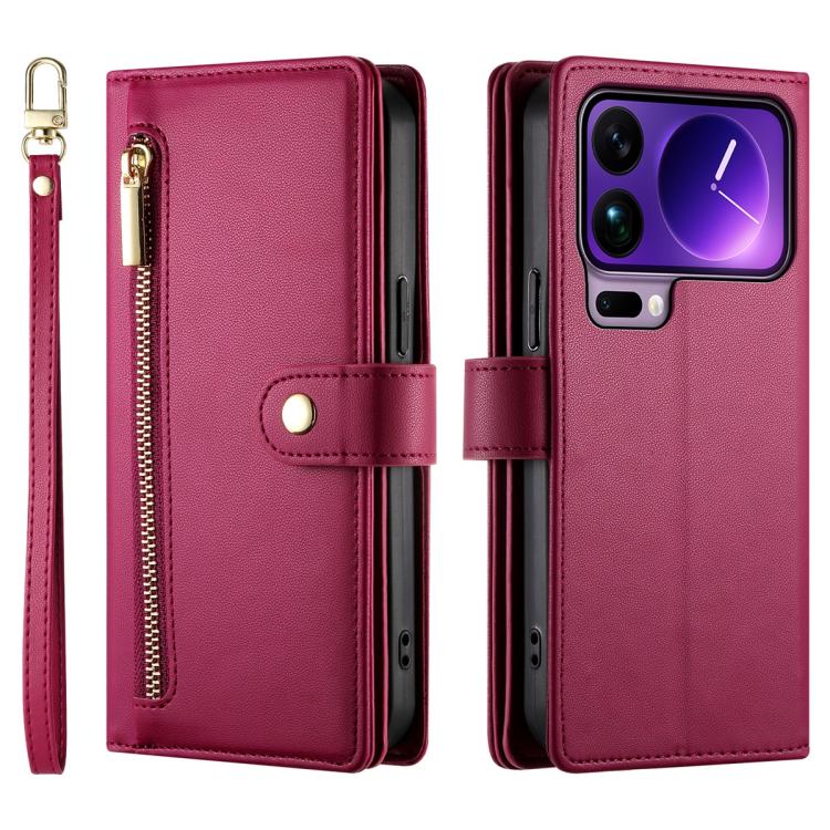 For Xiaomi 17 Pro Max Nine Card-slot Zipper Wallet Bag Leather Phone Case