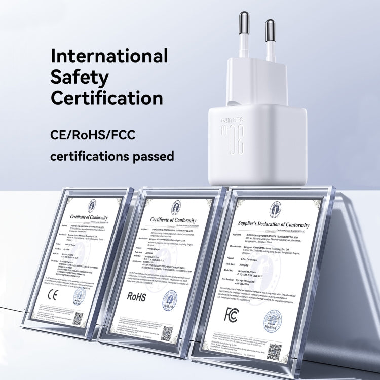 JOYROOM JR-TCG15 30W GaN USB-C / Type-C Port Mini Charger, Plug:EU Plug - White