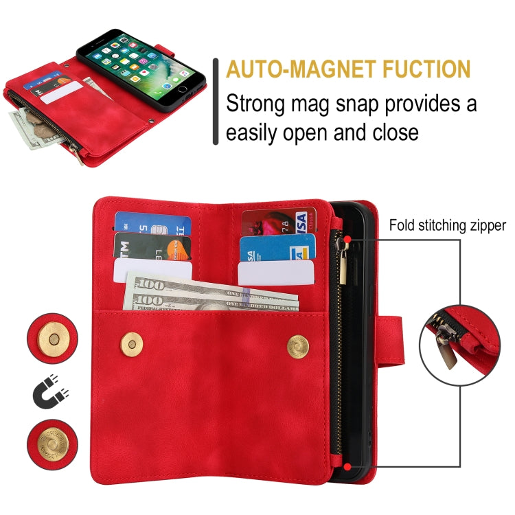 For iPhone 7 / 8 / SE 2022 Dream 9-Card Zipper Wallet RFID Leather Phone Case with Lanyard