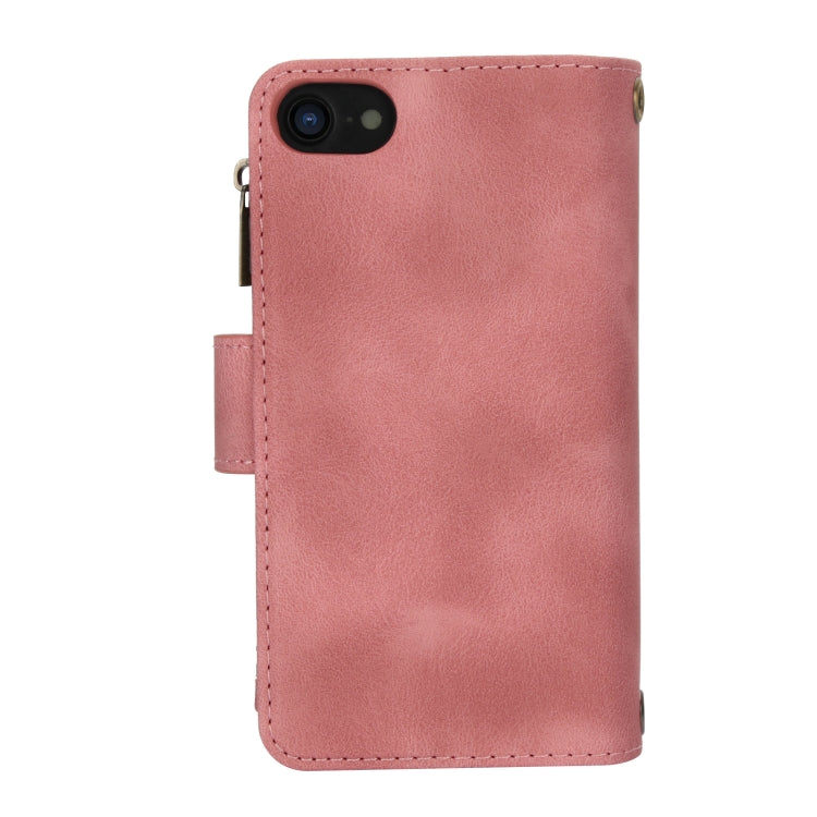 For iPhone 7 / 8 / SE 2022 Dream 9-Card Zipper Wallet RFID Leather Phone Case with Lanyard
