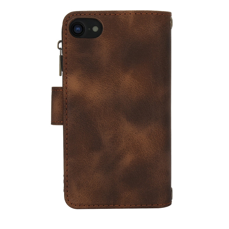 For iPhone 7 / 8 / SE 2022 Dream 9-Card Zipper Wallet RFID Leather Phone Case with Lanyard
