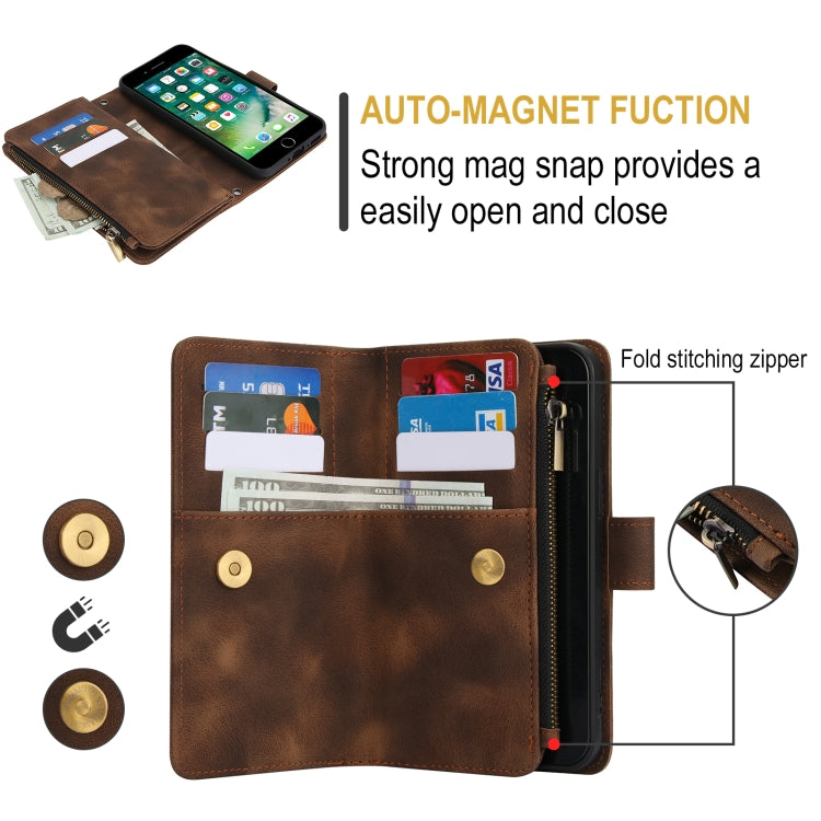 For iPhone 7 / 8 / SE 2022 Dream 9-Card Zipper Wallet RFID Leather Phone Case with Lanyard