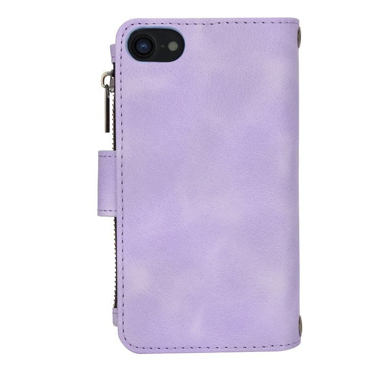 For iPhone 7 / 8 / SE 2022 Dream 9-Card Zipper Wallet RFID Leather Phone Case with Lanyard
