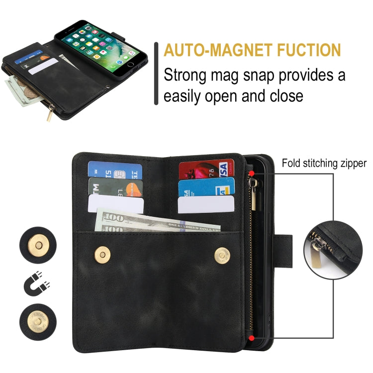 For iPhone 7 / 8 / SE 2022 Dream 9-Card Zipper Wallet RFID Leather Phone Case with Lanyard