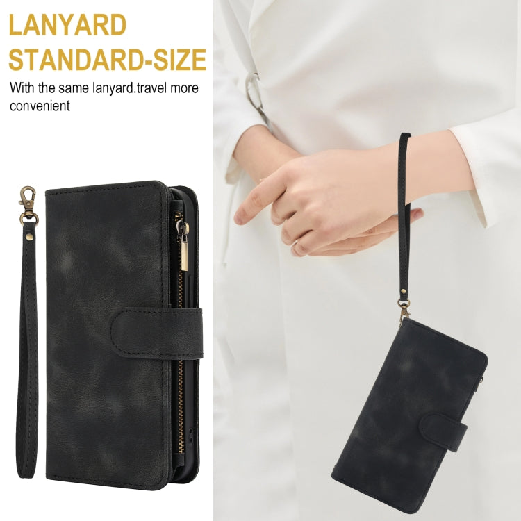 For iPhone 11 Dream 9-Card Zipper Wallet RFID Leather Phone Case with Lanyard